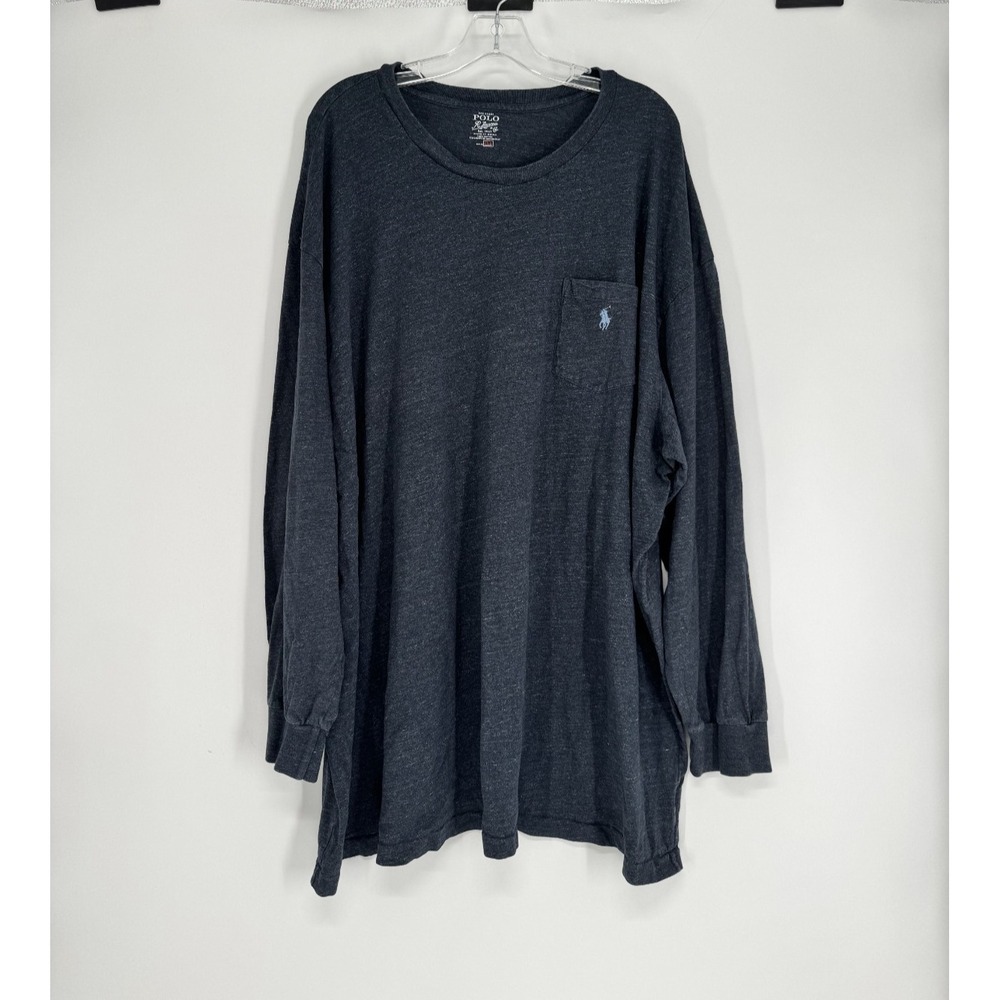 Polo Ralph Lauren T Shirt 4XL Big 4XB Navy Pocket Tee Long Sleeve Crewneck Pony